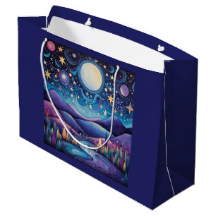 Grand Sac Cadeau Nuit lunaire Big Moon Paysage