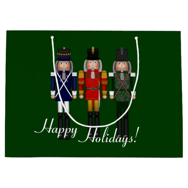 Grand Sac Cadeau Nutcracker Trio, Green-GIFT BAG L (Devant)