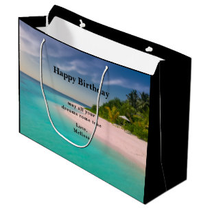 Grand Sac Cadeau Océan aigue-marine Plage tropicale Paysage d'anniv