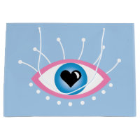 Oeil mal grec avec cils rose bleu