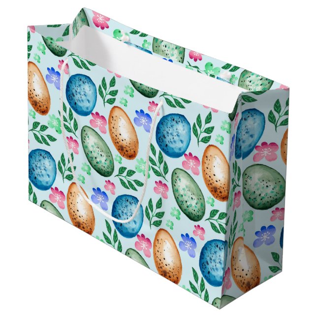 Grand Sac Cadeau Oeufs de Pâques (Devant Angle)