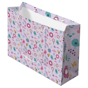 Grand Sac Cadeau Oiseaux, abeilles et papillons Floraux