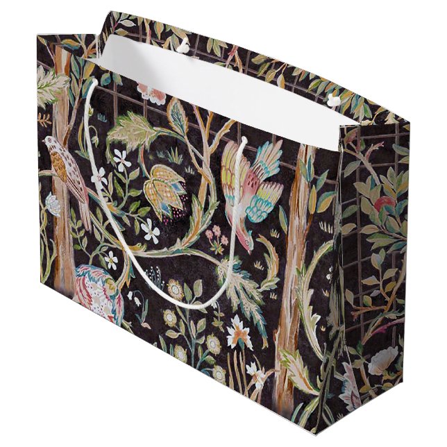 Grand Sac Cadeau Oiseaux dans le Jardin des Fleurs, William Morris (Dos Angle)