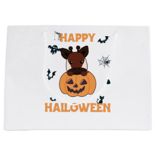 Grand Sac Cadeau Okapi En Citrouille Cute Okapis Joyeux Halloween