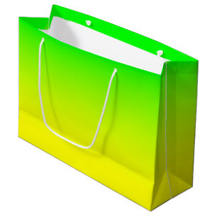 Grand Sac Cadeau Ombre Vert Citron à Jaune Clair