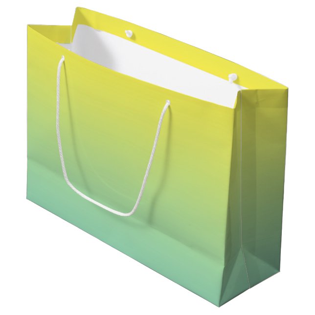 Grand Sac Cadeau Ombre vert et jaune (Devant Angle)
