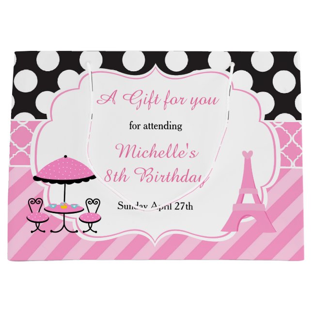 Grand Sac Cadeau Ooh la la Paris Tea Anniversaire Merci (Devant)