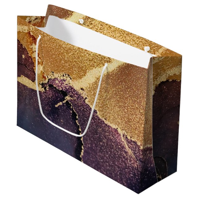 Grand Sac Cadeau Or Abstrait (Devant Angle)