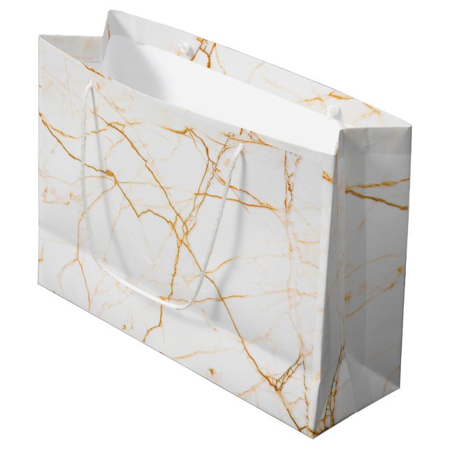 Grand Sac Cadeau Or et marbre (Devant Angle)
