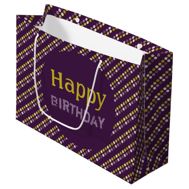 Grand Sac Cadeau Or gras et pourpre (Devant Angle)