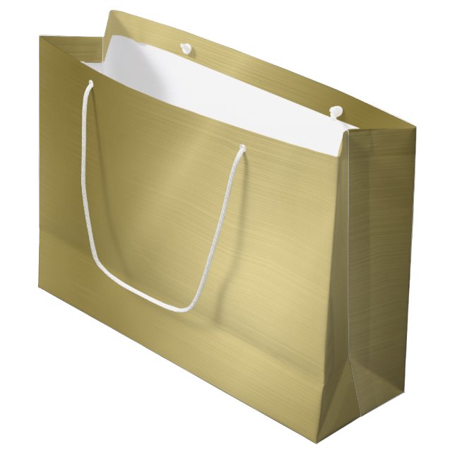 Grand Sac Cadeau Or profond brossé (Devant Angle)
