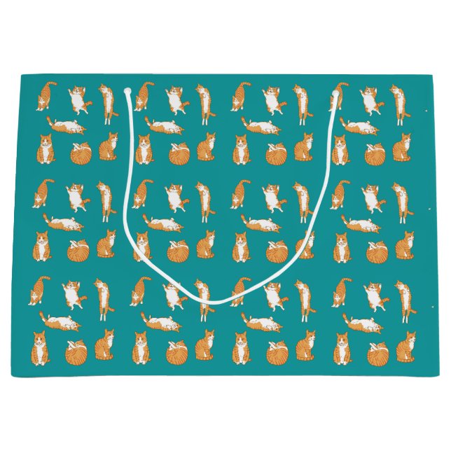 Grand Sac Cadeau Orange Cats Funny (Devant)