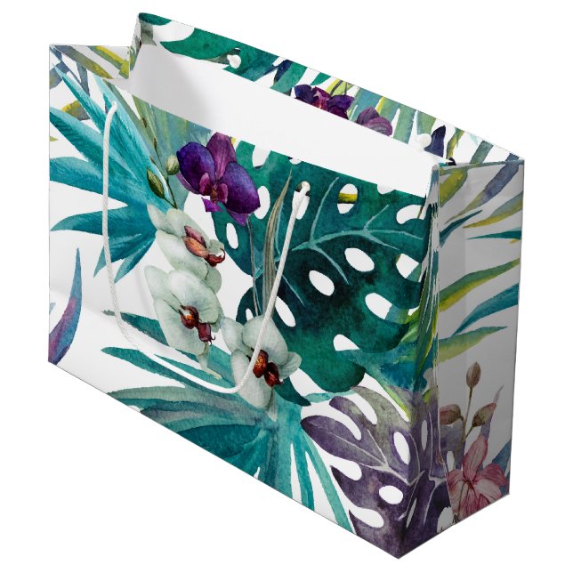 Grand sac cadeau - Orchidées tropicales (Devant Angle)