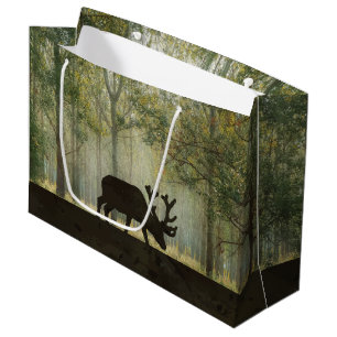 Grand Sac Cadeau Orignaux dans l'illustration de forêt
