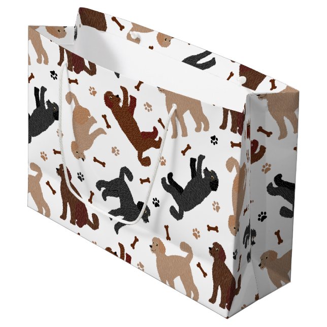 Grand Sac Cadeau Os et pattes de nouilles de Labradoodle (Devant Angle)