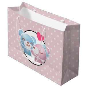 Grand Sac Cadeau Ours KIssing sur Cute Pois et Kawaii