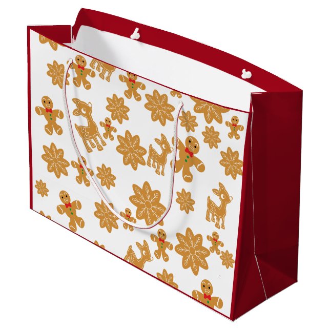 Grand Sac Cadeau Pain d'épices Homme Noël Motif (Dos Angle)