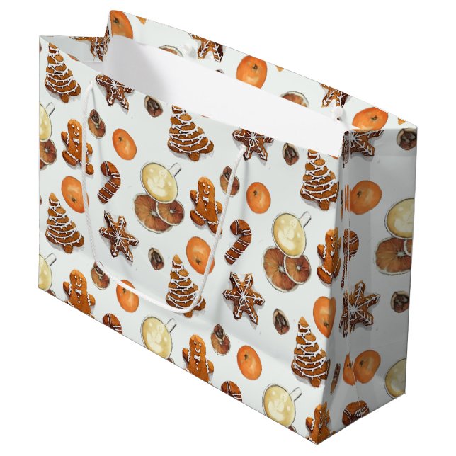 Grand Sac Cadeau Pain d'épices Parfum de Noël (Devant Angle)