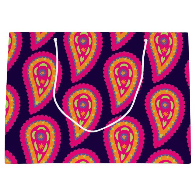 Grand Sac Cadeau Paisley coloré (Devant)