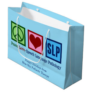 Grand Sac Cadeau Paix Amour Discours Langue Pathologie Noël