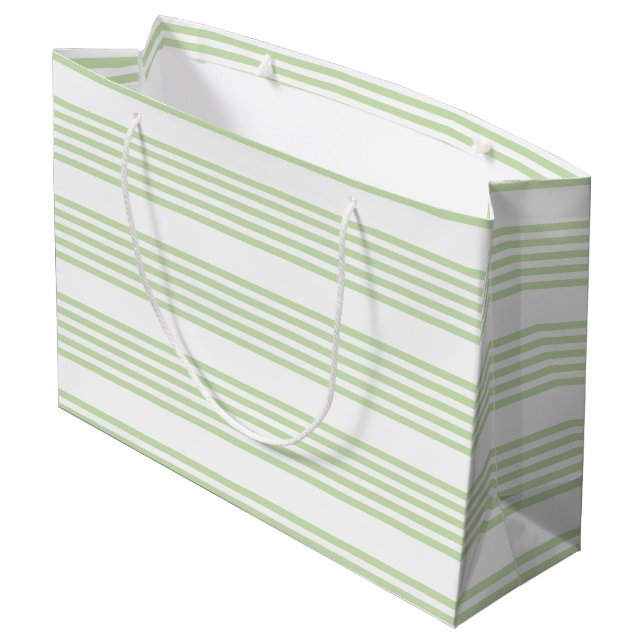 Grand Sac Cadeau Pale vert et blanc cinq bandes motif (Dos Angle)