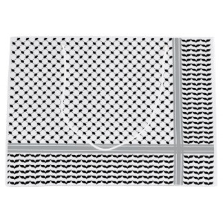 Grand Sac Cadeau Palestinien noir et blanc Keffiyeh