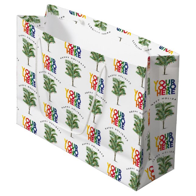 Grand Sac Cadeau Palm Tree Business Logo Carte de Noël (Devant Angle)