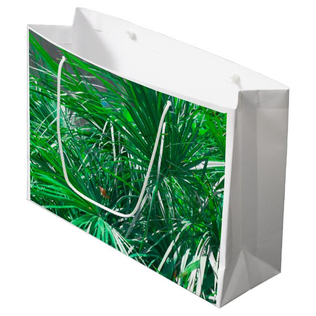 Grand Sac Cadeau Palmier vert plante pastel feuille (Devant Angle)