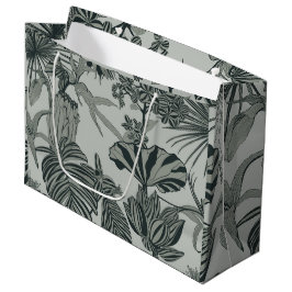 Grand Sac Cadeau Palmiers, fleurs, feuille de monstère tropicale.