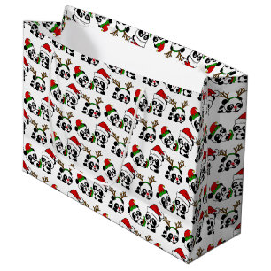 Grand Sac Cadeau Pandas de Noël