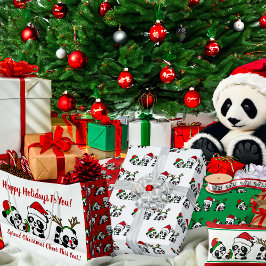 Grand Sac Cadeau Pandas de Noël personnalisés