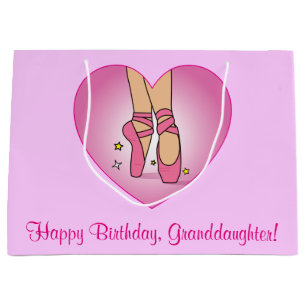 Grand Sac Cadeau Pantoufles de ballet d'anniversaire de