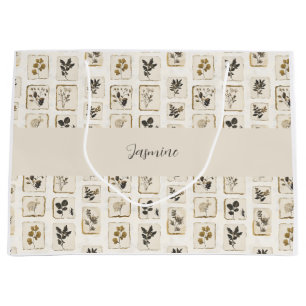 Grand Sac Cadeau Papier de soie personnalisé avec herbes botaniques