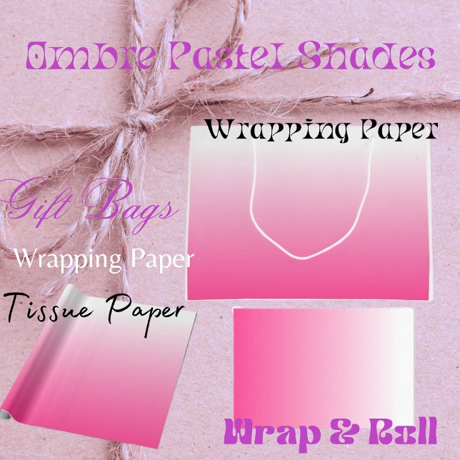 Grand Sac Cadeau Papier enveloppé Ombre Pastel Shades (Créateur téléchargé)