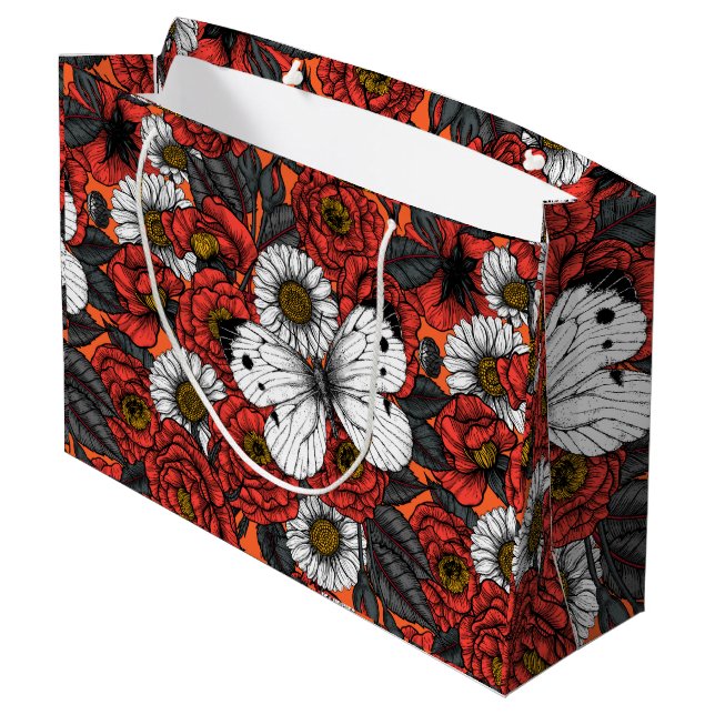 Grand Sac Cadeau Papillon blanc et rose (Dos Angle)