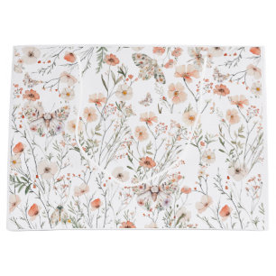 Grand Sac Cadeau Papillon floral Fleur sauvage Boho
