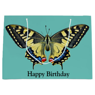 Grand Sac Cadeau Papillon jaune et noir
