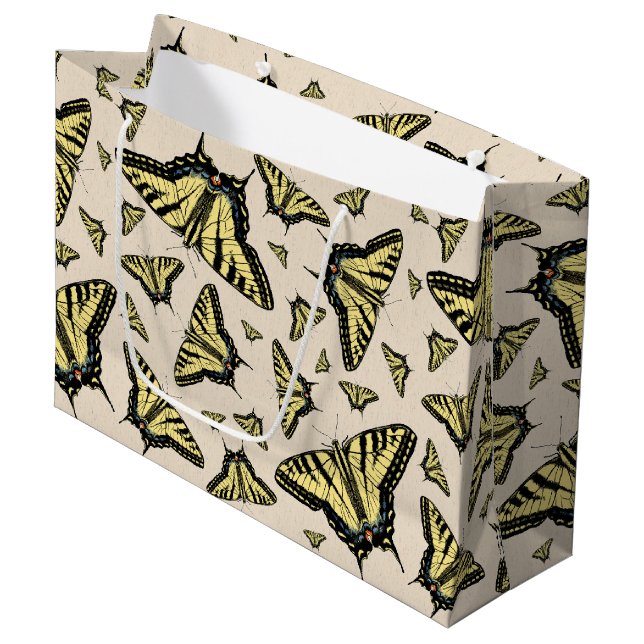 Grand Sac Cadeau Papillons à queue jaune du sud-ouest partout (Devant Angle)