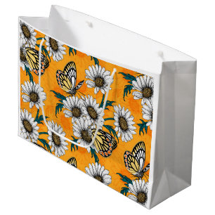 Grand Sac Cadeau Papillons Jézabel et fleurs marguerites