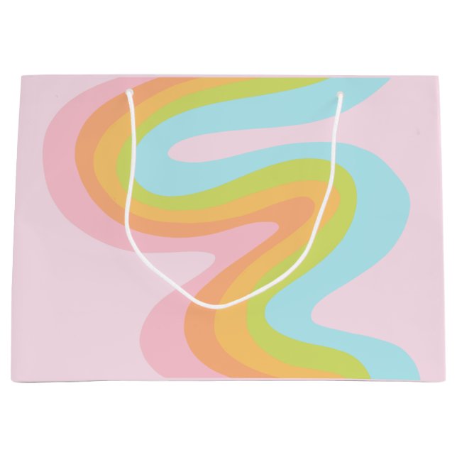 Grand Sac Cadeau Pâque arc-en-ciel pastel (Devant)