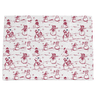 Grand Sac Cadeau Parade des neiges - rouge