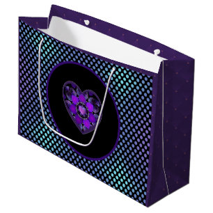 Grand Sac Cadeau Parapluie violet & coeurs .7