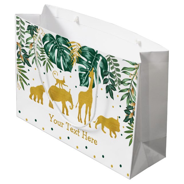 Grand Sac Cadeau Partie tropicale moderne d'animaux de safari de (Dos Angle)