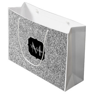 Grand Sac Cadeau Parties scintillant gris argent scintille Monogram