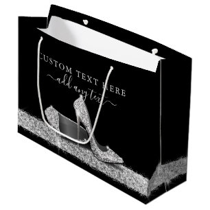 Grand Sac Cadeau Parties scintillant hauts talons Argent Noir Perso