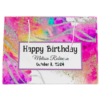 Grand Sac Cadeau Parties scintillant marbrée moderne colorée Annive