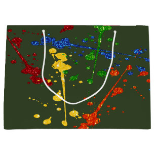 Grand Sac Cadeau Parties scintillant Paintball Party Paint Splatter