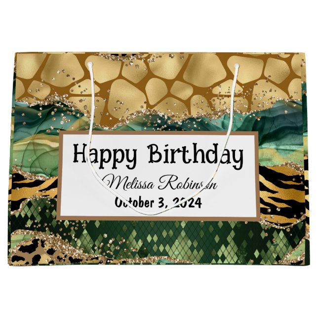 Grand Sac Cadeau Parties scintillant Poster de animal moderne Joyeu (Devant)