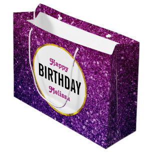 Grand Sac Cadeau Parties scintillant rose et violet Étincelle Pierr