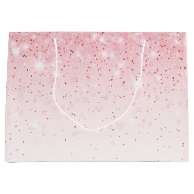 Grand Sac Cadeau Parties scintillant rose étincelante (Devant)